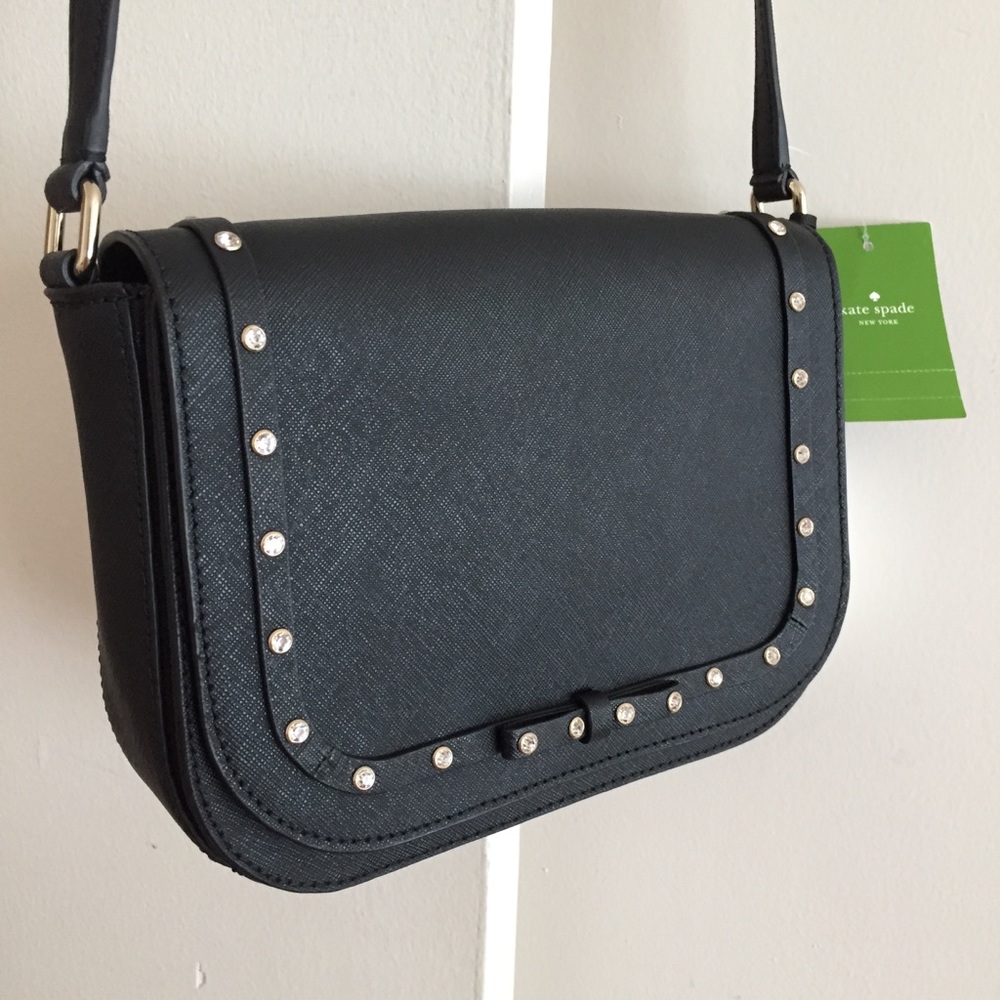 Kate Spade Black Leather Crossbody 
Jeweled Laurel Way